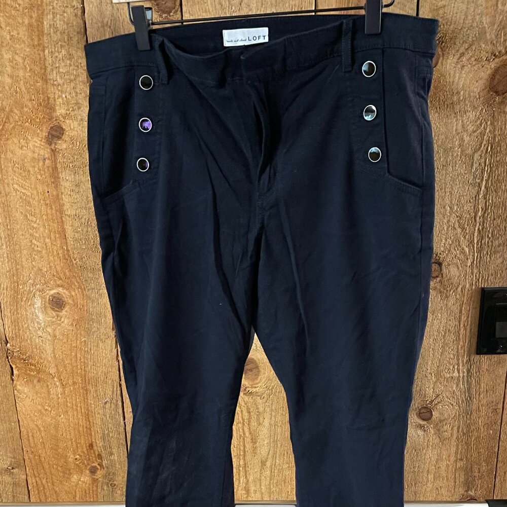 Women's Ann Taylor Loft Blue High Rise Skinny Pants with Button Accents (32/14)